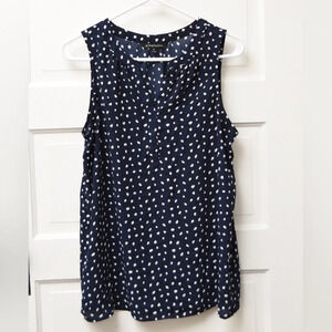 41 Hawthorne sleeveless polka dot shirt size M navy blue